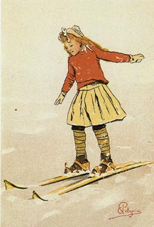 jeune colire ski au pied
